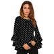 Women's Shirt Blouse Ruffle Black Long Sleeve Spring Fall