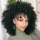 Curly Wigs for Black Women 14 Inches Soft Curly Afro Wigs With Bangs Premium Synthetic Brown Mixed Blonde Curly Wigs Curly Full Wig for Black Women Daily Use