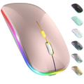 LED Wireless Mouse Slim Silent Mouse 2.4G Portable Mobile Optical Office Mouse with USB and Type-c Receiver 3 Adjustable DPI Levels for Laptop PC Notebook MacBook