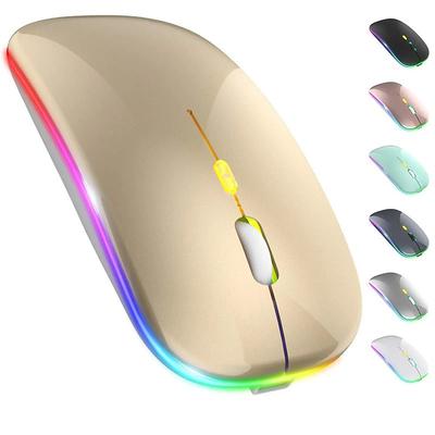 LED Wireless Mouse Slim Silent Mouse 2.4G Portable Mobile Optical Office Mouse with USB and Type-c Receiver 3 Adjustable DPI Levels for Laptop PC Notebook MacBook