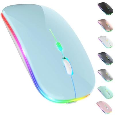 LED Wireless Mouse Slim Silent Mouse 2.4G Portable Mobile Optical Office Mouse with USB and Type-c Receiver 3 Adjustable DPI Levels for Laptop PC Notebook MacBook