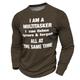Graphic I Am a Multitasker Men's Street Style 3D Print T shirt Tee Waffle T Shirt Sports Outdoor Holiday Going out T shirt Black Navy Blue Brown Long Sleeve Crew Neck Shirt