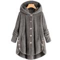 Women's Fleece Jacket Sherpa Jacket Teddy Coat Outdoor Valentine's Day Daily Fall Winter Coat Regular Fit Windproof Warm Comtemporary Stylish Plush Jacket Long Sleeve Leopard Plain Oversize Black