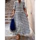 Women's Shirt Dress Casual Dress Swing Dress Maxi long Dress Outdoor Daily Date Polyester Fashion Modern Shirt Collar Button Print Long Sleeve Fall Winter 2023 Loose Fit Black Blue khaki Plaid S M L