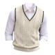 Men's Sweater Vest Pullover Sweater Jumper Knit Sweater Ribbed Cable Knit Regular Knitted Plain V Neck Keep Warm Modern Contemporary Daily Wear Going out Clothing Apparel Fall Winter White Wine M L XL