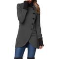 Women's Coat Outdoor Daily Wear Going out Fall Winter Coat Stand Collar Regular Fit Windproof Warm Comtemporary Stylish Casual Jacket Long Sleeve Plain Slim Fit Black Wine Army Green