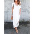 Women's Casual Dress T Shirt Dress Tee Dress Summer Dress Long Dress Maxi Dress Pocket Split Street Date Maxi Basic V Neck Short Sleeve Regular Fit Black White Pink Color S M L XL 2XL Size