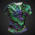 Animal Dragon Designer Men's Subculture Style 3D Print T shirt Tee Sports Outdoor Holiday Going out T shirt Light Green Red Burgundy Short Sleeve Crew Neck Shirt Spring Summer Clothing
