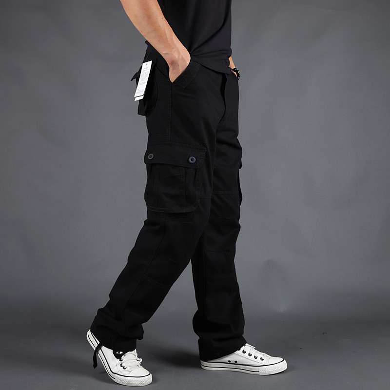 Men's Cargo Pants Cargo Trousers Trousers Tactical Work Pants Straight Leg Flap Pocket Plain Comfort Breathable Full Length Outdoor Work Basic Tactical Black Army Green Inelastic