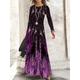 Women's Swing Dress Print Dress Print Print Crew Neck Long Dress Maxi Dress Fashion Elegant Outdoor Daily Long Sleeve Regular Fit Yellow Blue Purple Fall Winter S M L XL XXL