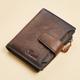 1pc Men's Genuine Leather Wallet Vintage Short Multi Function ID Card Holder RFID Blocking Zipper Coin Pocket Billfold Give Gifts To Men On Valentine's Day