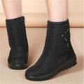 Women's Boots Snow Boots Waterproof Boots Plus Size Daily Solid Color Fleece Lined Mid Calf Boots Booties Ankle Boots Winter Rhinestone Flat Heel Round Toe Plush Comfort Minimalism Polyester Loafer