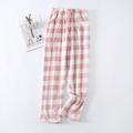 Women's Christmas Pajamas Winter Pants Nighty Pjs Grid / Plaid Fashion Simple Comfort Party Xmas Home Bed Flannel Warm Breathable Long Pant Elastic Waist Winter Fall Blue Pink / Sweet / Gift / Print