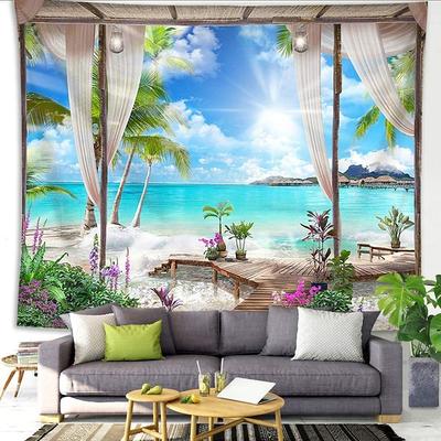 Beautiful wooden ladder waterfall scenery tapestry hanging cloth background cloth decorative cloth hanging cloth
