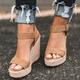 Women's Sandals Wedge Sandals Espadrilles Ankle Strap Sandals Daily Beach Solid Color Summer Wedge Heel Sexy Casual PU Synthetics Ankle Strap Black White Brown