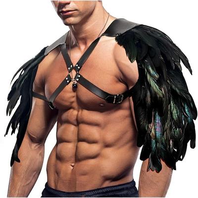 Punk Gothic Medieval Renaissance Armor Chemise Shoulder Armor Warrior Knight Ritter Viking Valhalla Men's Feather Carnival Masquerade Performance Party Stage Adults' Shoulder Armor