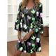 Women's Casual Dress SpringDress Floral Ruffle Print V Neck Ruffle Sleeve Mini Dress Date Vacation 3/4 Length Sleeve Summer Spring