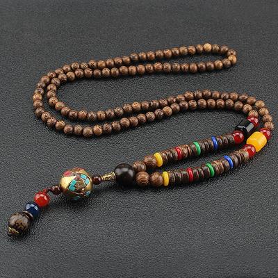 1PC Pendant Necklace Beaded Necklace For Men's Women's Street Gift Daily Wooden Acrylic Retro Buddha