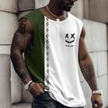 Smile Face Mens Graphic Vest Sleeveless 3D Shirt Casual White Summer Cotton Men'S Top For Color Block Funny Crew Neck Clothing Apparel Print Daily Dreamer Image