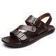 Men's Sandals Flat Sandals Leather Sandals Outdoor Slippers Classic Casual Outdoor Daily PU Breathable Loafer Black Brown Summer