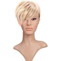 Short Blonde Male Synthetic Wigs American European 6 Inch Straight Men Wig with Free Hair Cap Heat Resistant Toupee Hair Halloween Wig