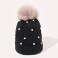 new women's wool knitted hat autumn and winter warm wool ball cap thickened wild face-lift travel hat