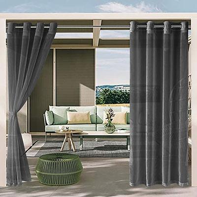 Waterproof Semi Sheer Curtains White Indoor Outdoor for Wedding Patio Grommet Curtain for Wedding Bedroom, Living Room, Porch, Pergola, Cabana, 1 Panel