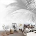 3D White Feather Wall Murals Wallpaper for Living Room Bedroom TV Background Canvas PVC/Vinyl Material Adhesive Required Wall Decor Home Decoratio Wall Cloth