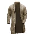 Men's Cardigan Sweater Chunky Cardigan Cable Knit Tunic Button Up Plain Shawl Collar Warm Ups Modern Contemporary Casual Daily Wear Clothing Apparel Fall Winter Black Brown M L XL