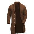 Men's Cardigan Sweater Chunky Cardigan Cable Knit Tunic Button Up Plain Shawl Collar Warm Ups Modern Contemporary Casual Daily Wear Clothing Apparel Fall Winter Black Brown M L XL