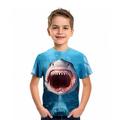 Kids Boys T shirt Tee Graphic Animal Shark Short Sleeve Crewneck Children Top Outdoor 3D Print Sports Fashion Daily Summer Blue 2-13 Years