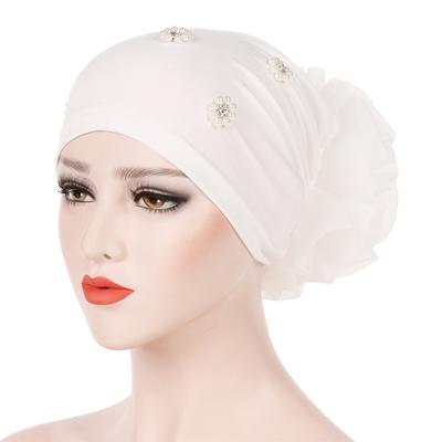 New Women Hair Loss Cap Beanie Skullies Flower Pearls Muslim Cancer Chemo Cap Islamic Indian Hat Cover Head Scarf Fashion Bonnet