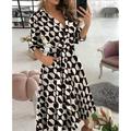 Women's Work Dress Semi Formal Dress Wrap Dress Midi Dress Tie dye Letter printing Butterfly print Long Sleeve Butterfly Lace up Spring Fall Winter Surplice Neck Vintage Winter Dress Office Wedding