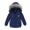 Kids Boys' Down Coat Winter Hoodie Jacket Faux Fur Trim Long Sleeve Green Blue Black Plain Parka 3-6 Years
