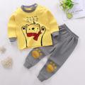 Kids Boys 2 Pieces T-shirt Pants Long Sleeve Owl A01 A02 Animal Cartoon Crewneck Summer Spring Basic Home 3-7 Years