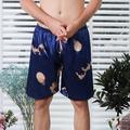 Men's Sleepwear Silk Boxers Pajama Shorts Graphic Prints Simple Casual Comfort Home Faux Silk Comfort Breathable Short Pant Shorts Elastic Waist Summer Silver Lake blue
