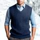 Men's Sweater Vest Knitwear Ribbed Cable Knit Regular Knitted Plain V Neck Keep Warm Modern Contemporary Daily Wear Going out Clothing Apparel Fall Winter Black Dark Navy S M L