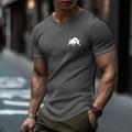 Bull Casual Mens 3D Shirt Grey Summer Cotton Men'S Waffle Graphic Cow V Neck Clothing Apparel 3D Print Outdoor Daily Short Sleeve Fashion Designer