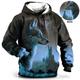 Halloween Wolf In The Desert Mens Graphic Hoodie Animal Prints Daily Classic Casual 3D Pullover Holiday Going Out Streetwear Hoodies Blue Brown Green Long Sleeve Hooded Black Cotton