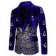 Men's Fall Wedding Party Casual Retro Sparkly Blazer Jacket Regular Regular Fit Print Black Wine Royal Blue 2024