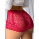 Women's Sexy Lingerie Panties Pure Color Lovers Hot Home Bed Polyester Breathable Hole Summer Spring Black Red