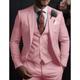 Red Men's Prom Suits Wedding Suits 3 Piece Solid Colored Slim Fit Single Breasted Two-buttons 2024