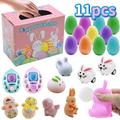 Easter Basket Stuffers Easter Egg Children's Building Block Blind Box Cartoon Rabbit Decompression Color Film Twisted Egg Engineering Car Toy