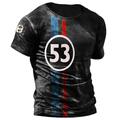 Men's T shirt Tee Distressed T Shirt Graphic Striped Crew Neck Custom Print Black Red Blue Brown 3D Print Plus Size Outdoor Daily Short Sleeve Print Clothing Apparel Vintage Basic Classic Comfortable