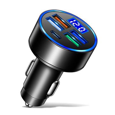 4USB With Type-c Car LED Digital Display Car Charger Volt Meter Car Battery Monitor With LED Voltage amp; Amps Display