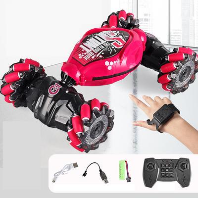 Latest 4WD 1:14 Scale Remote Control Stunt Car 2.4G Wireless RC Drift Car Led Lights Watch Gesture Sensor Rotating Children's Toy Gift