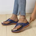 Women's Flip-Flops Flip-Flops Walking Summer Wedge Heel Open Toe Casual PU Leather Loafer Black Blue Brown