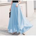 Women's Skirt Swing Work Skirts Long Skirt Maxi Skirts Chiffon Solid Colored Office / Career Daily Spring Summer Chiffon Polyester Elegant Long Summer Black Light Green Pink Blue