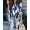 Women's Shirt Blouse Graphic Feather Casual White Blue Print Asymmetric Hem 3/4 Length Sleeve Fashion V Neck Regular Fit Spring Summer