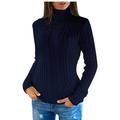 Women's Pullover Sweater Jumper Turtleneck Cable Knit Acrylic Knitted Fall Winter Cropped Outdoor Daily Holiday Stylish Casual Soft Long Sleeve Solid Color Black White Red S M L